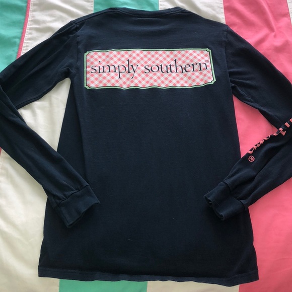 Simply Southern Tops - Simply Southern Navy Blue Long Sleeve T shirt